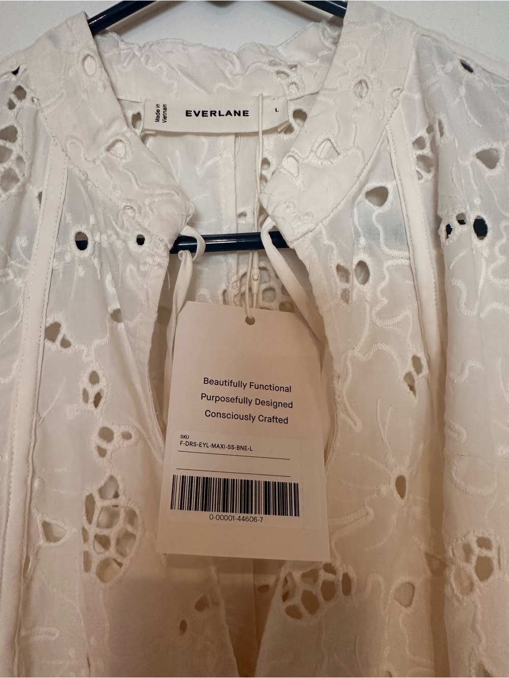 Everlane White Eyelet A-Line Midi Dress size Large NWT - Picture 5 of 5